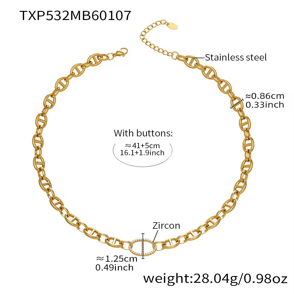 Geometric Link Zircon Necklace