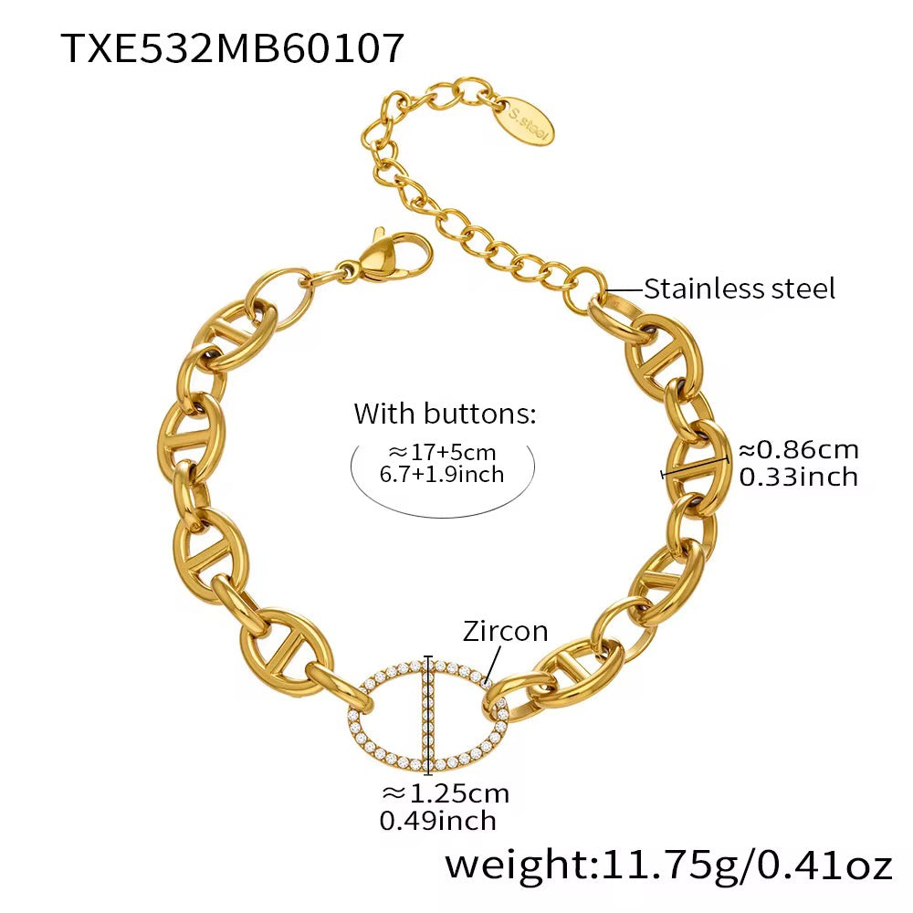 Geometric Link Zircon Bracelet