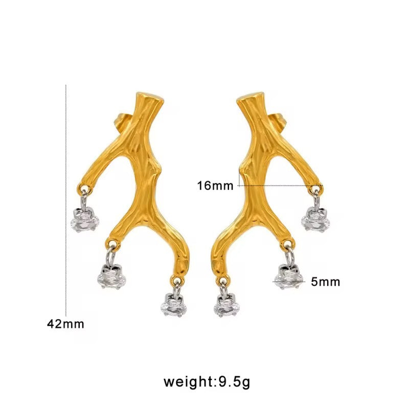 Golden Branch Drop Earrings