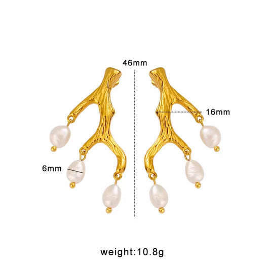 Golden Branch Drop Earrings