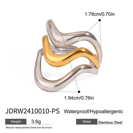 Sculpted Flow Two-Tone Rings