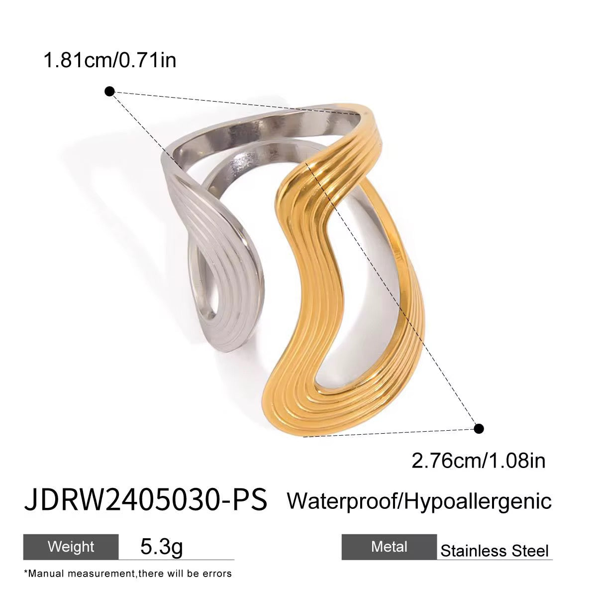 Sculpted Flow Two-Tone Rings
