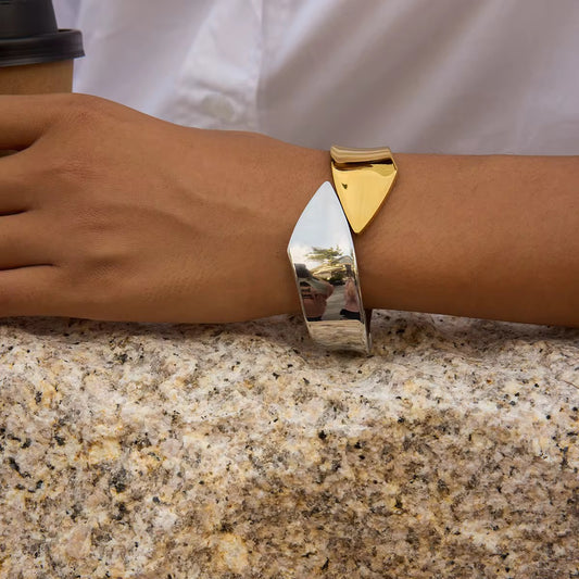 Sculpted Dual-Tone Cuff Bracelet