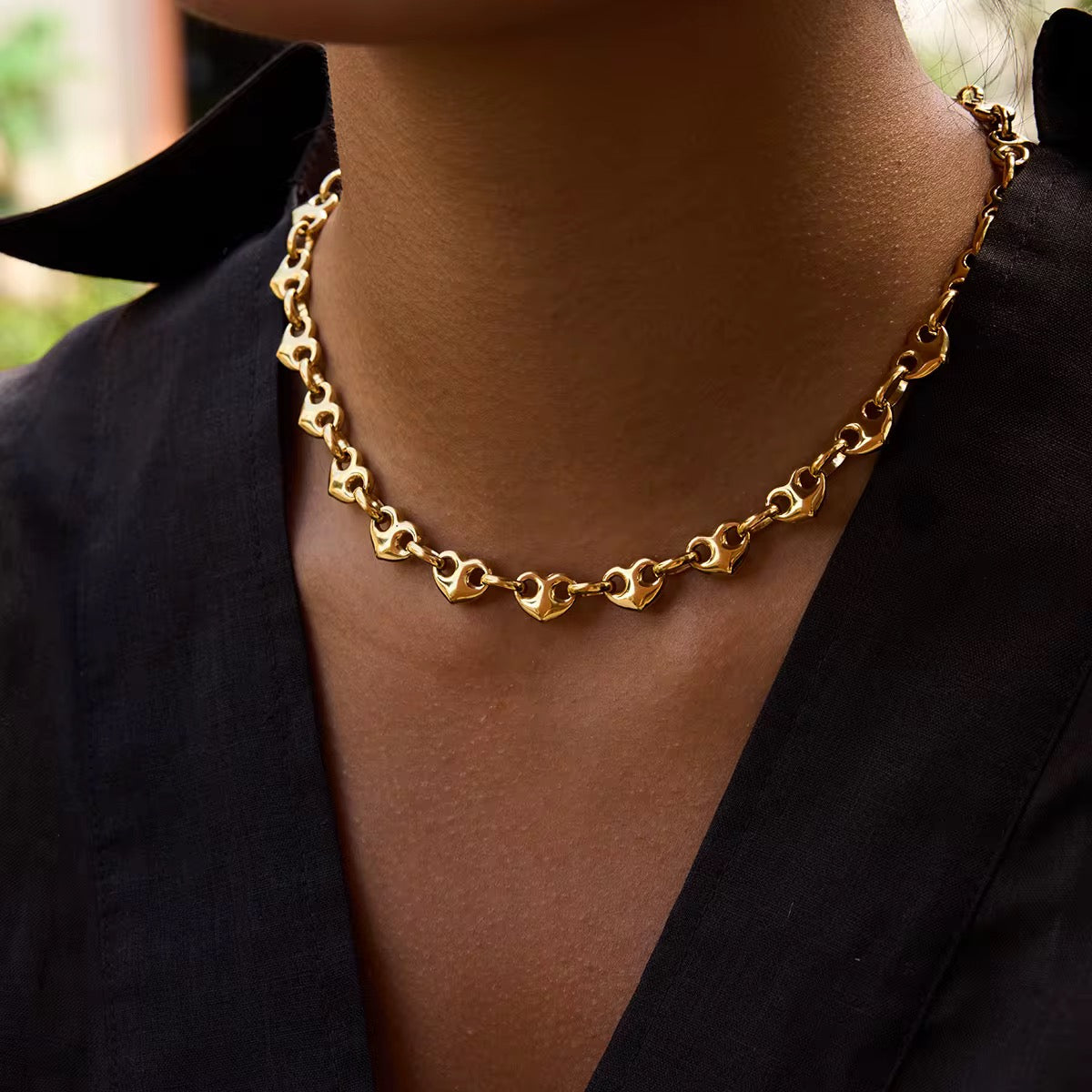Golden Heart Chain Necklace