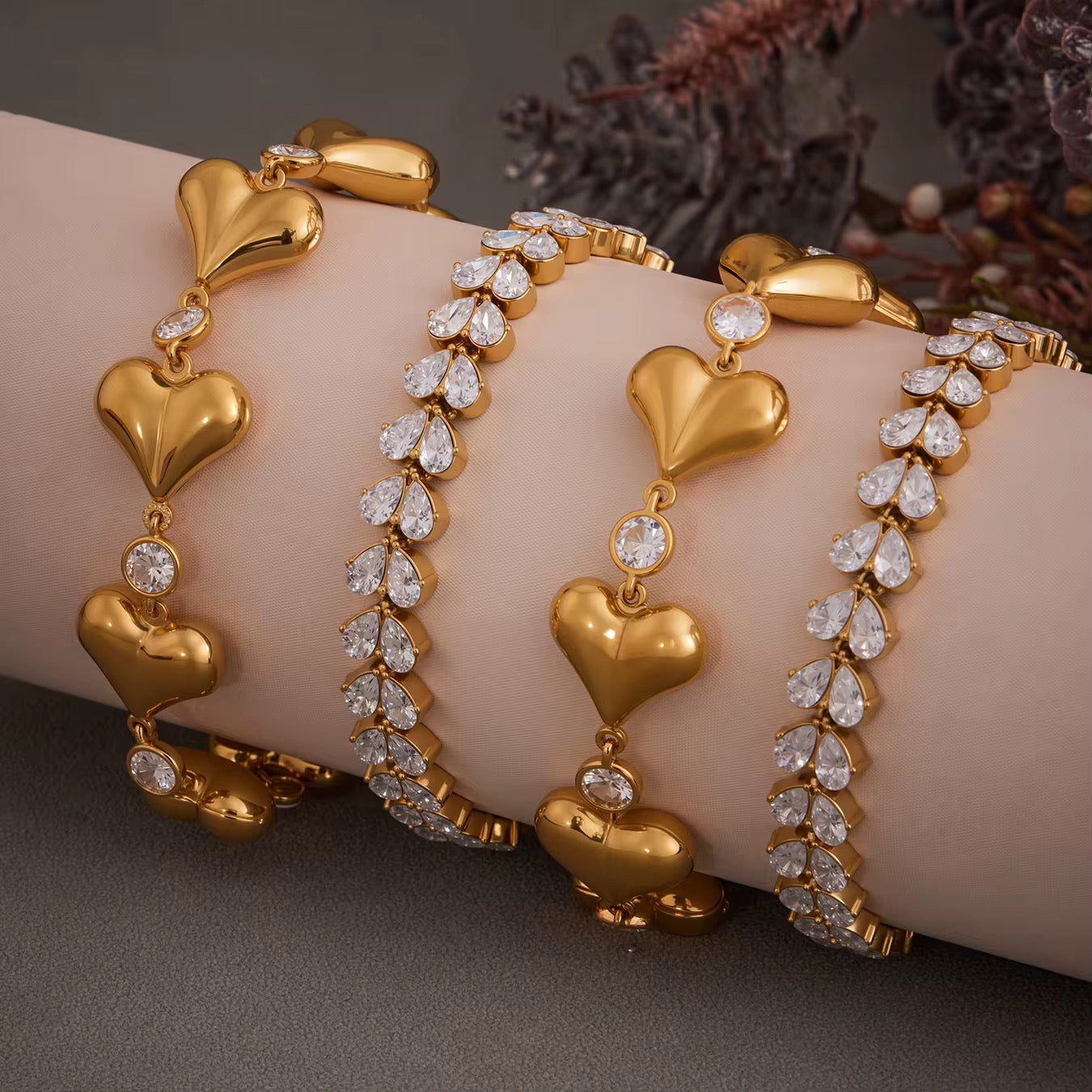 Golden Heart Link Bracelet