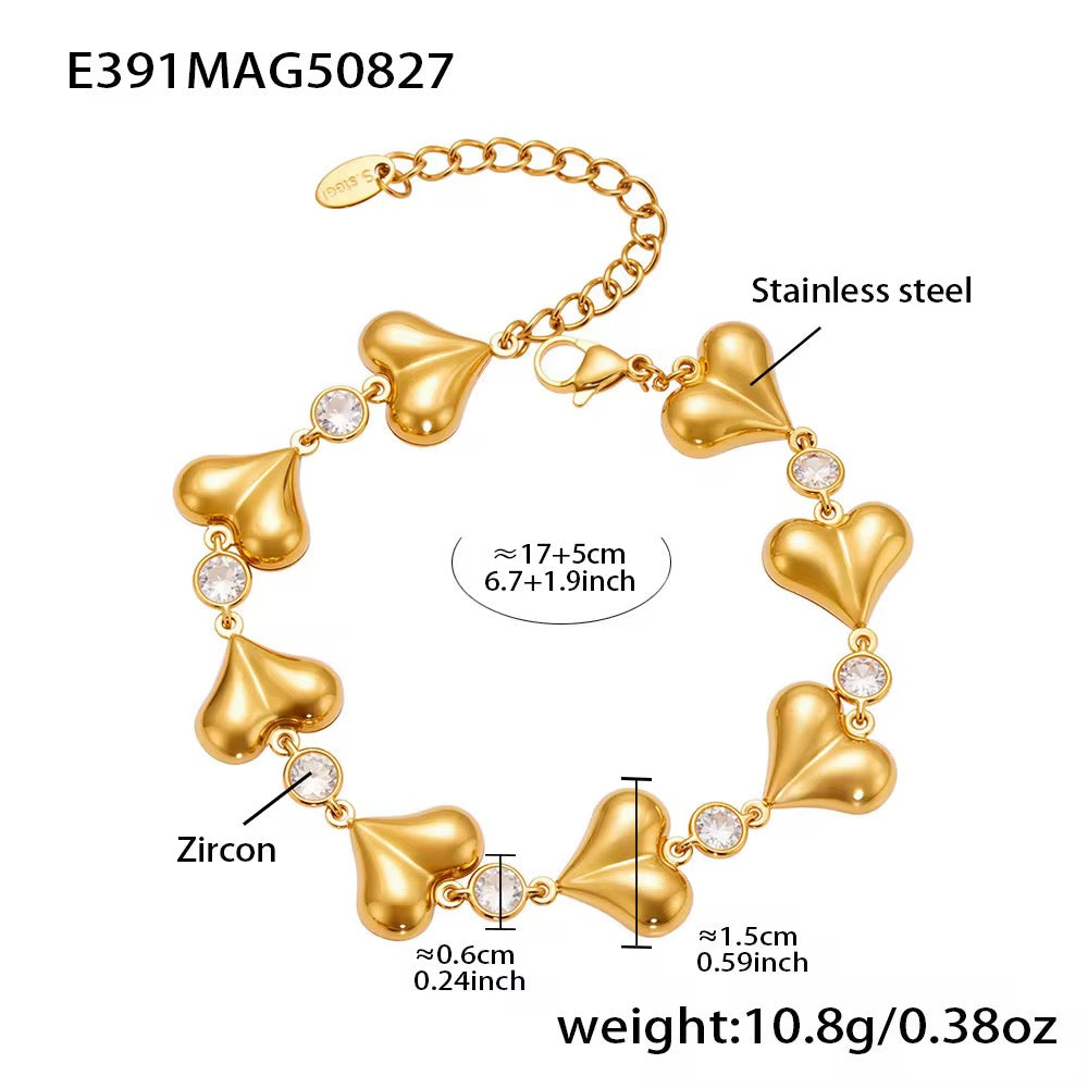 Golden Heart Link Bracelet