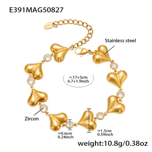 Golden Heart Link Bracelet
