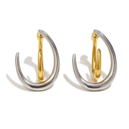 Two-Tone Sculptural Hoop Earrings
