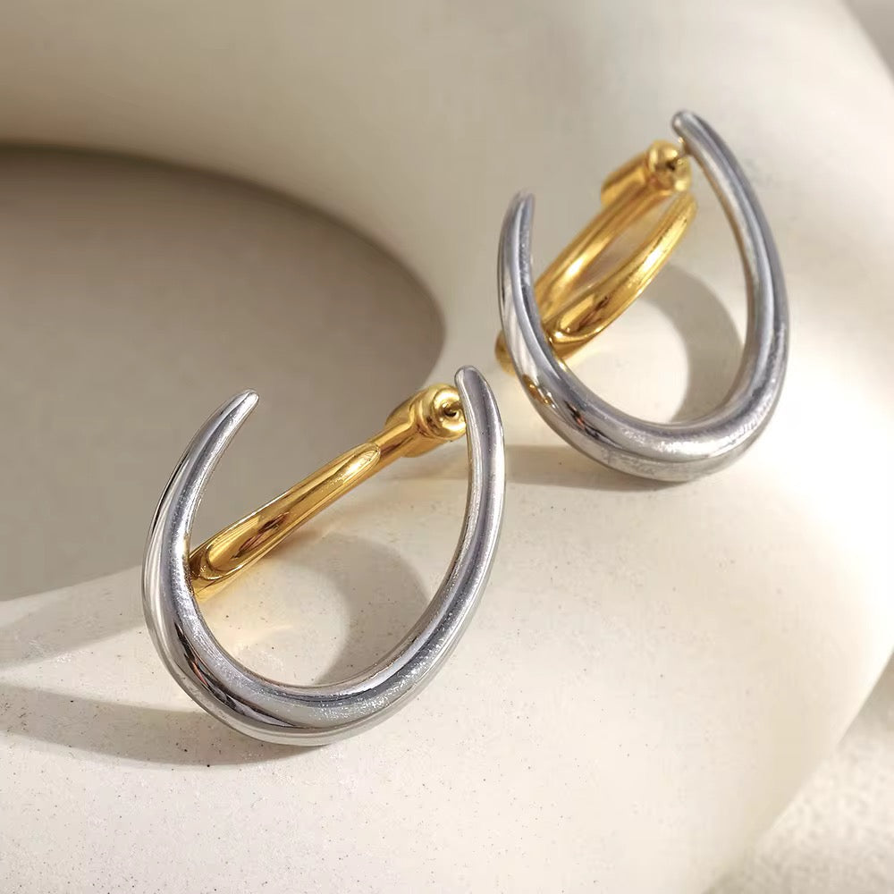 Two-Tone Sculptural Hoop Earrings