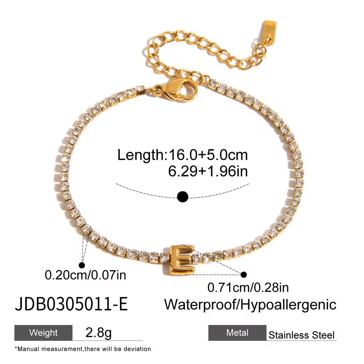 Gold Initial Tennis Bracelet