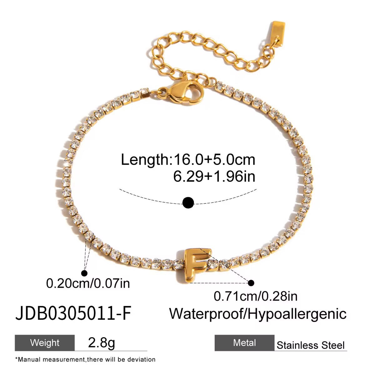Gold Initial Tennis Bracelet