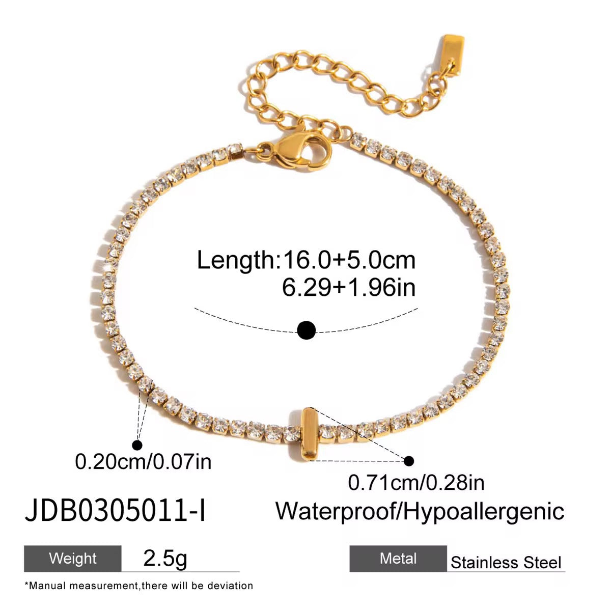 Gold Initial Tennis Bracelet