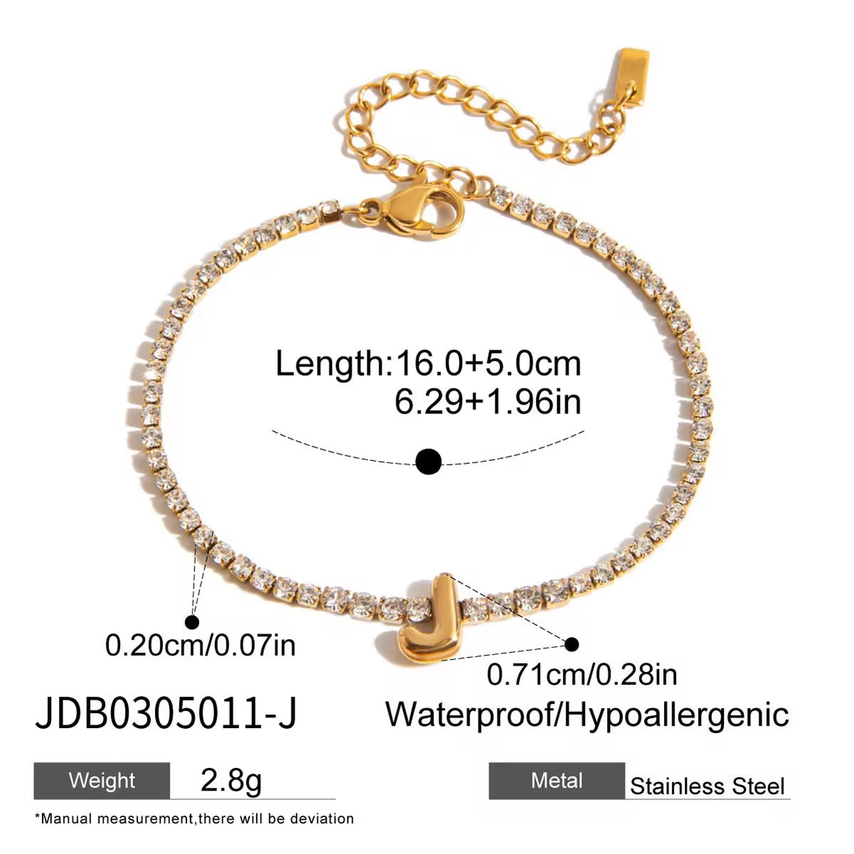 Gold Initial Tennis Bracelet