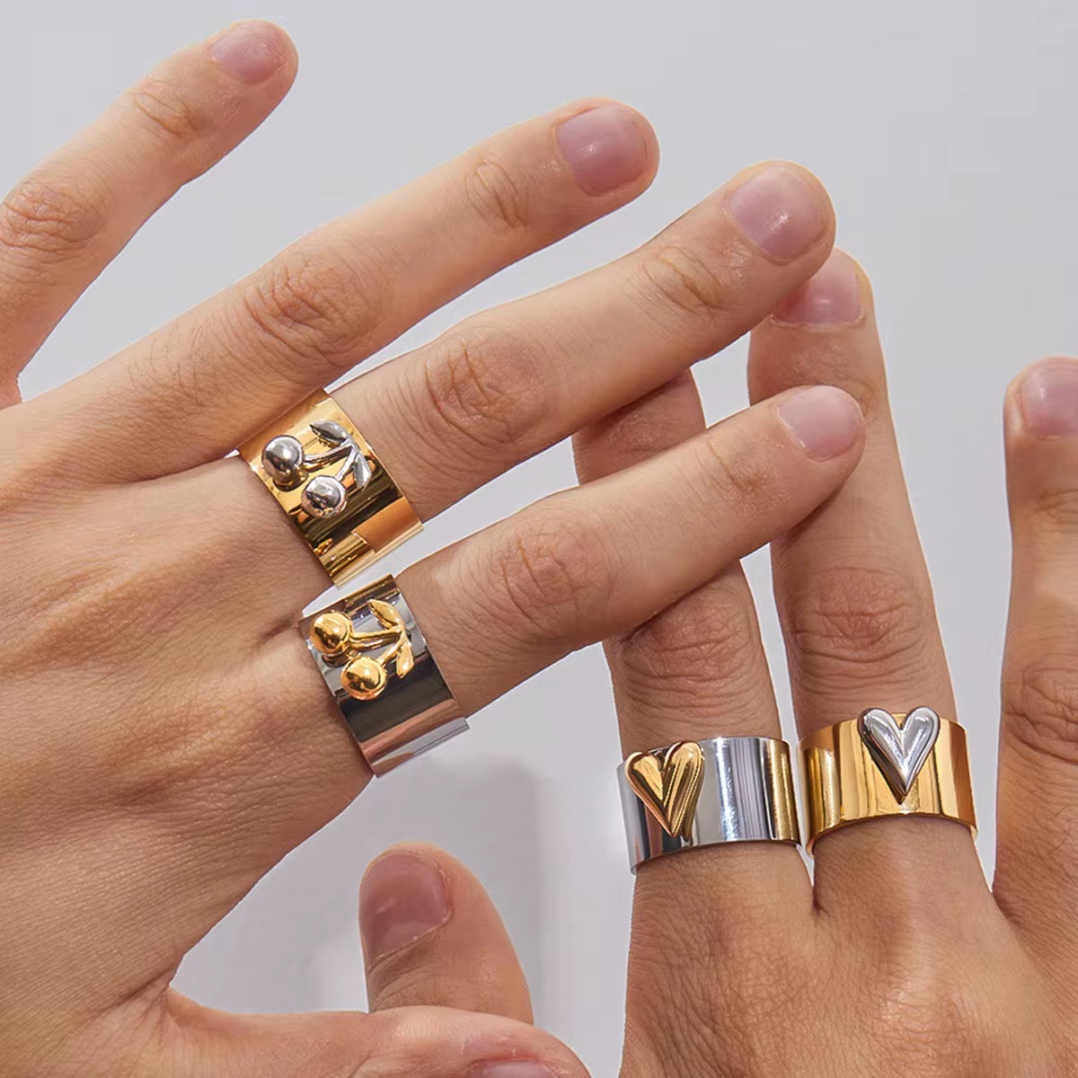 Two-Tone Heart Statement Ring