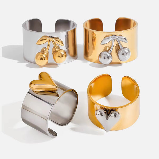 Two-Tone Heart Statement Ring