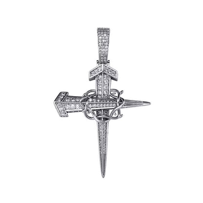 Nail cross necklace with thorn crown