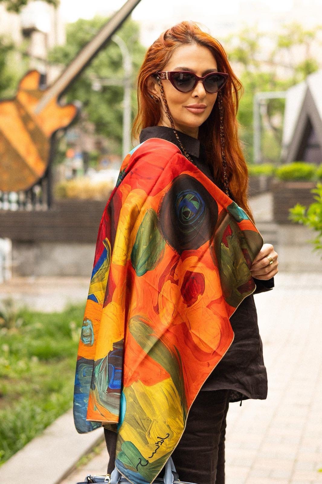 Fiery Symphony Silk Scarf