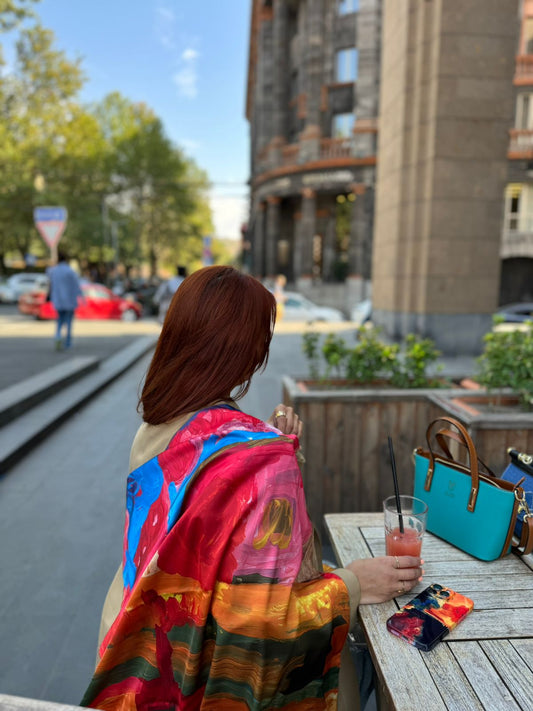 Sunset Radiance Silk Scarf