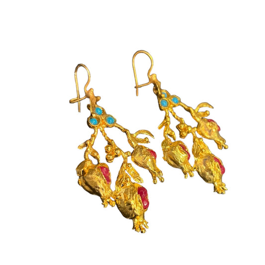 Earrings with Pomegranates