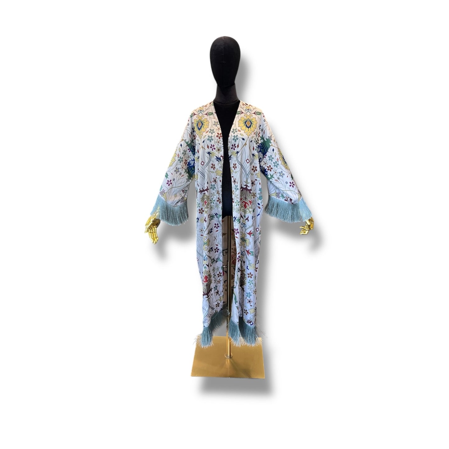 White Armenian Alphabet Silk Robe