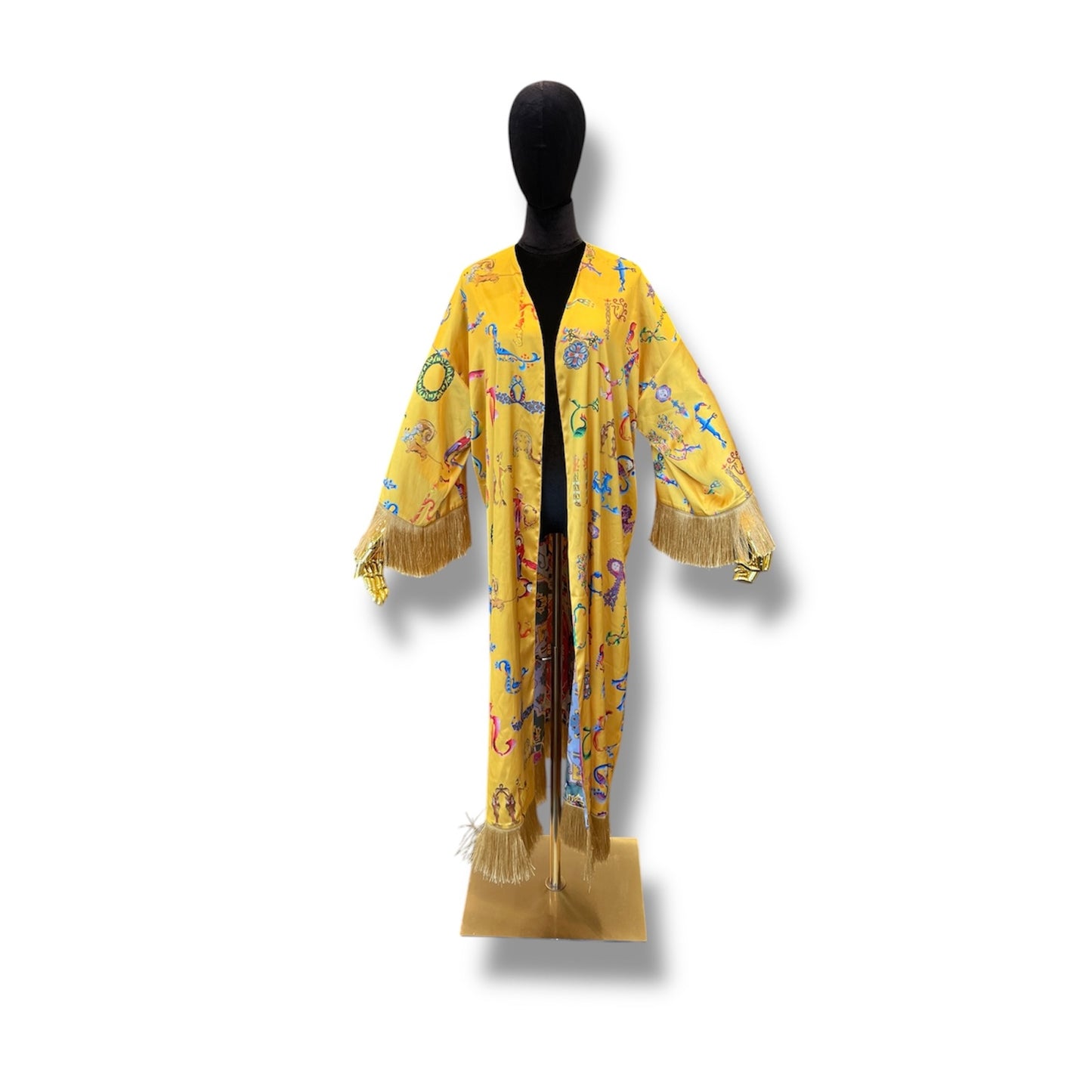 Yellow Armenian Alphabet Silk Robe