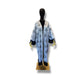 Light Grey with Black Fringe Armenian Alphabet Silk Robe
