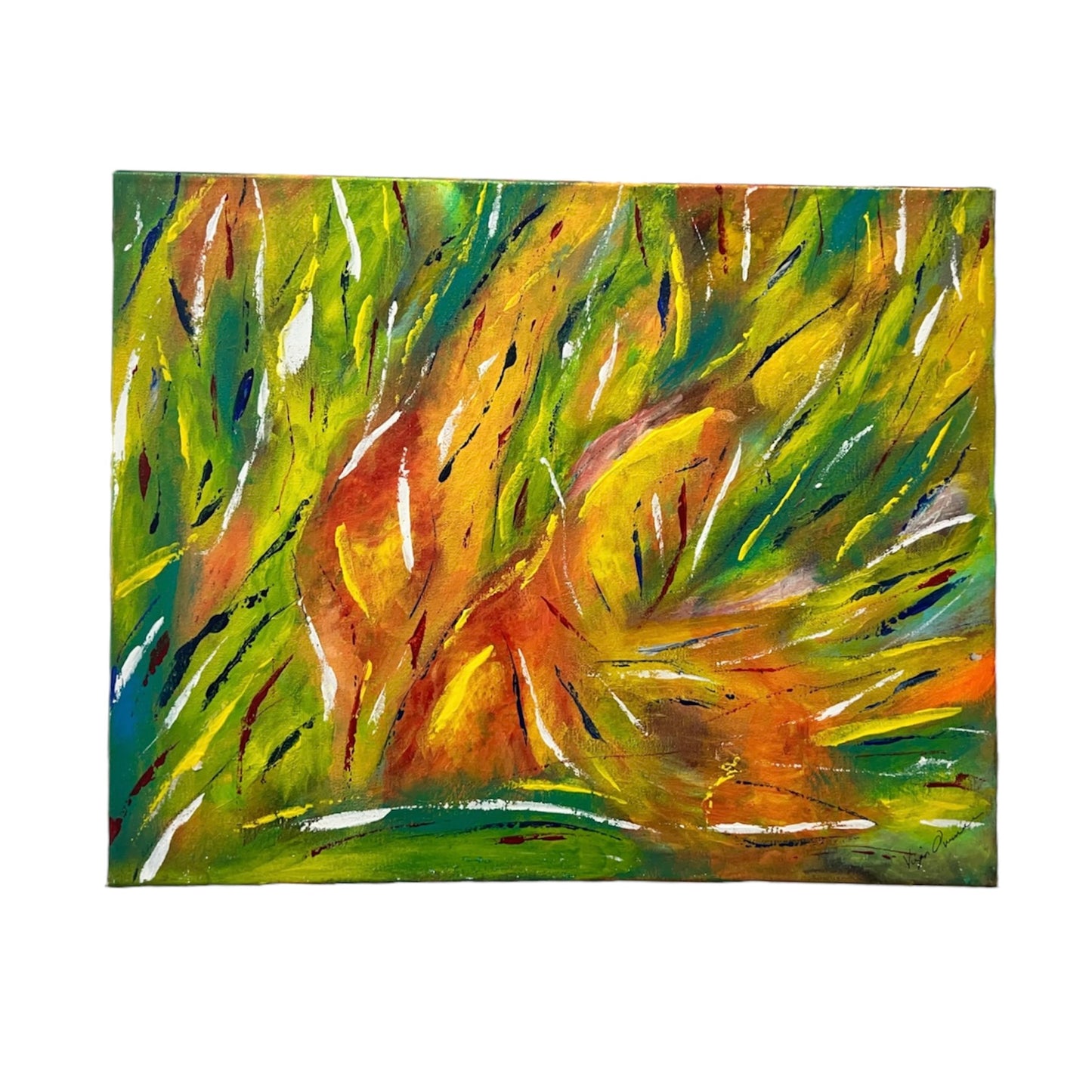 Green Red Yellow Abstract Painting