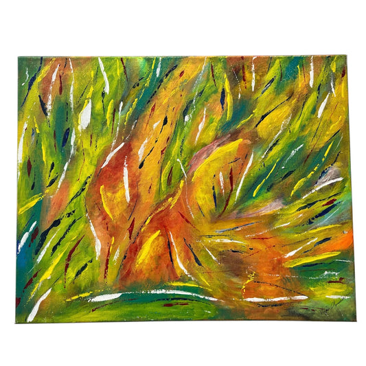 Green Red Yellow Abstract Painting