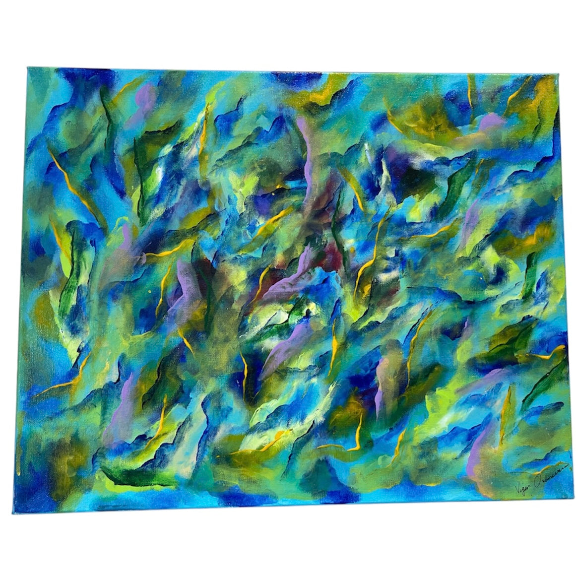 Green and Blue Abstract Painting