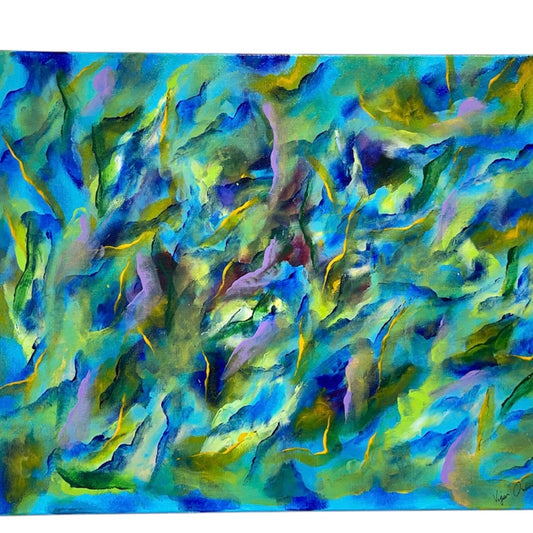 Green and Blue Abstract Painting