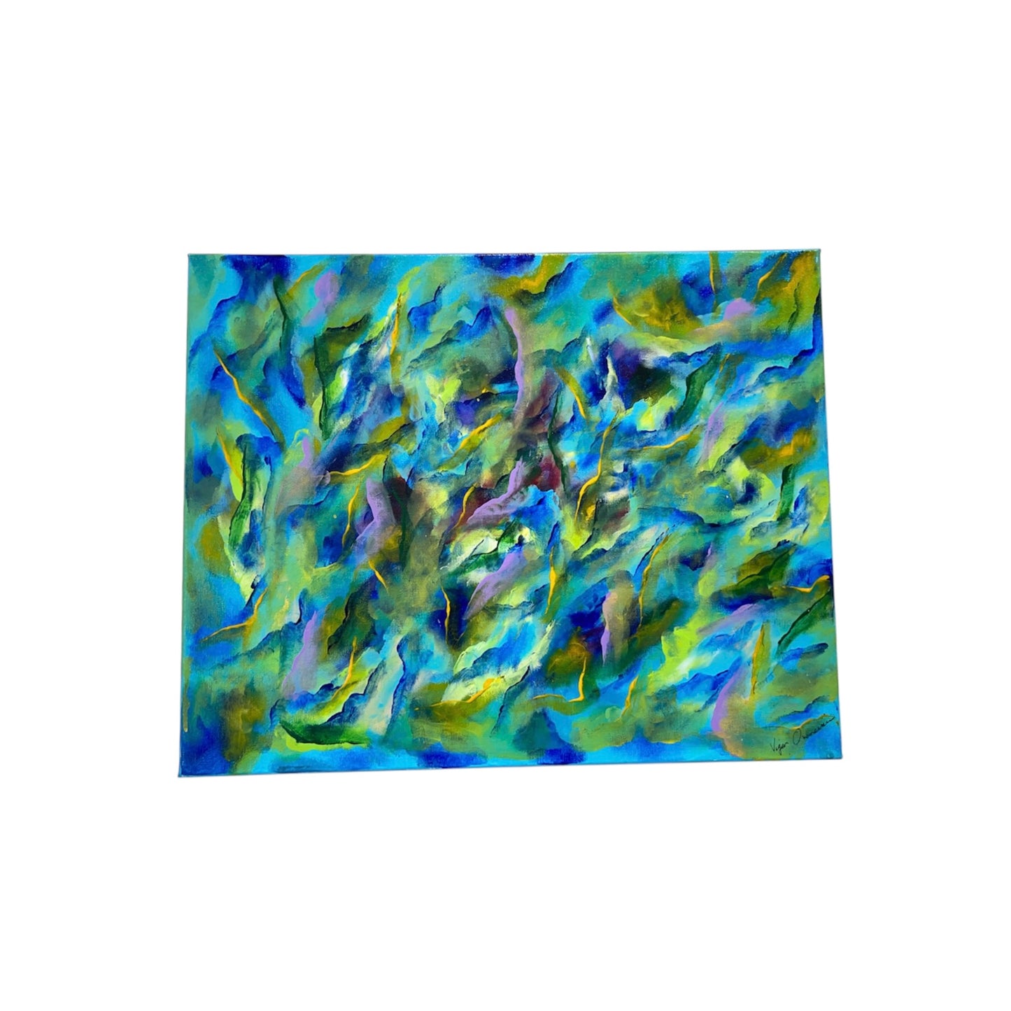 Green and Blue Abstract Painting