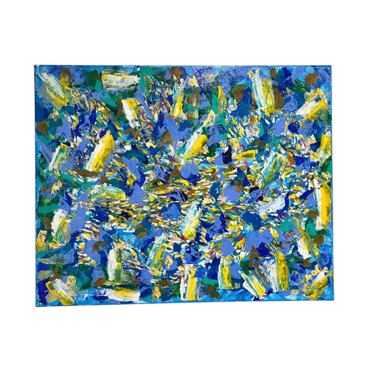 Blue Green Yellow White Abstract Painting