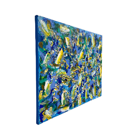 Blue Green Yellow White Abstract Painting