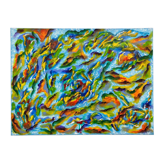 Blue Multi-colored Abstract Painting