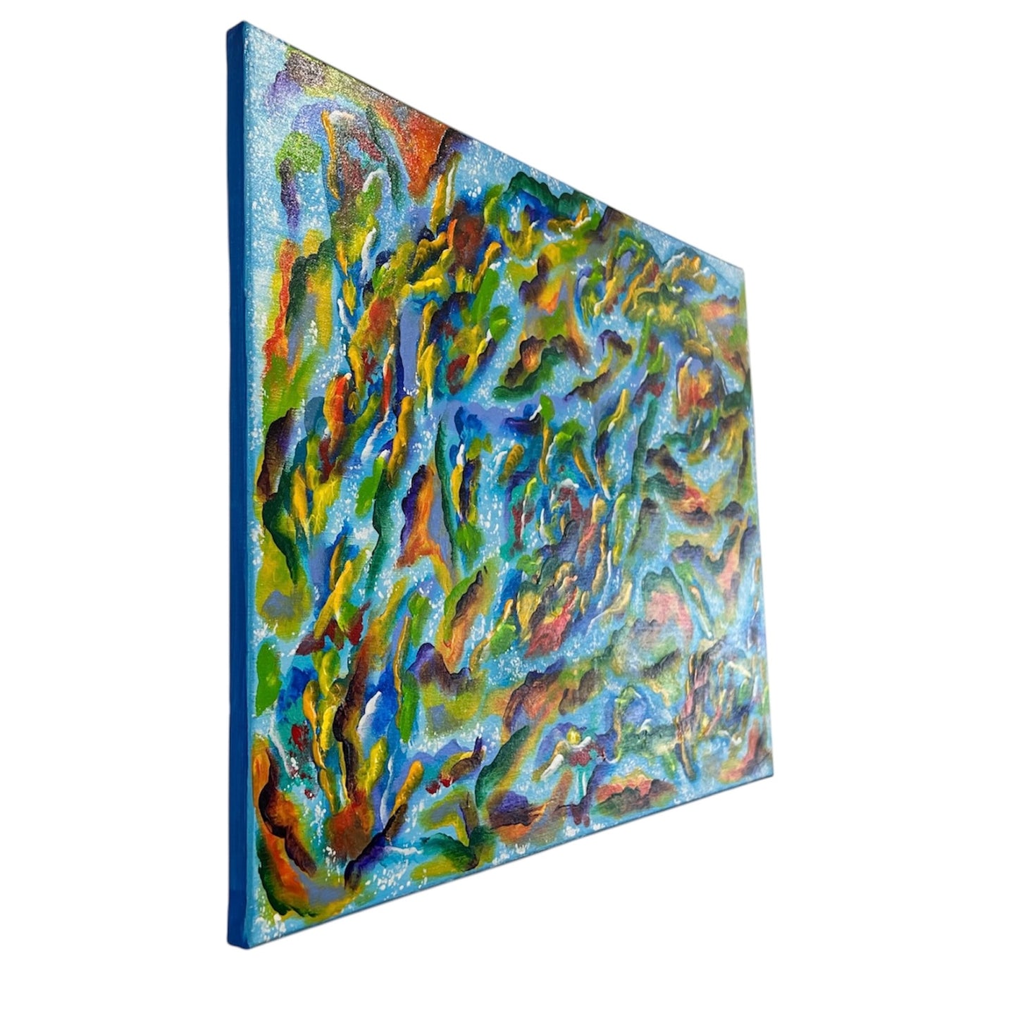 Blue Multi-colored Abstract Painting