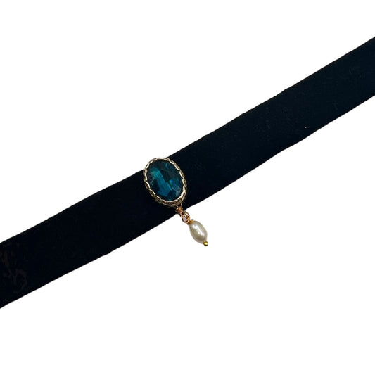 Aqua Blue Oval Stone Choker