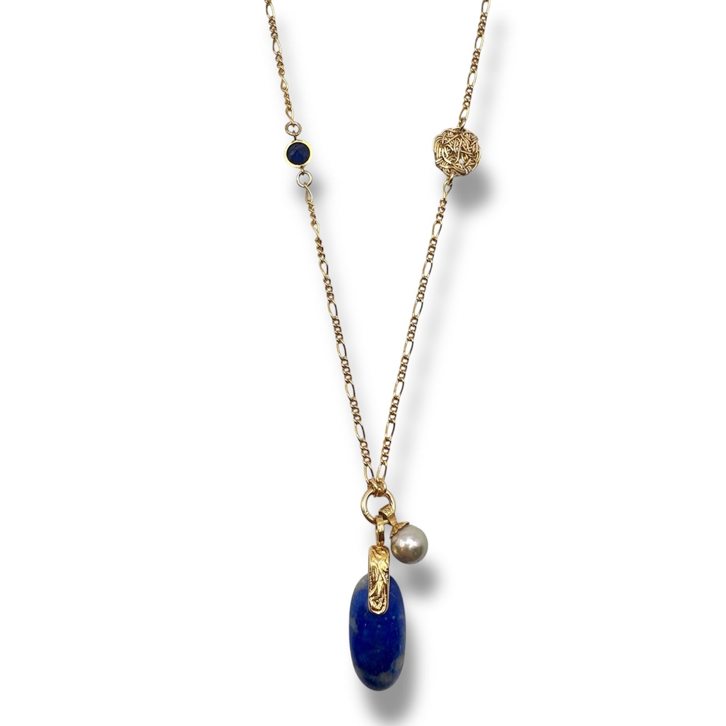 Navy stone & Twist Necklace