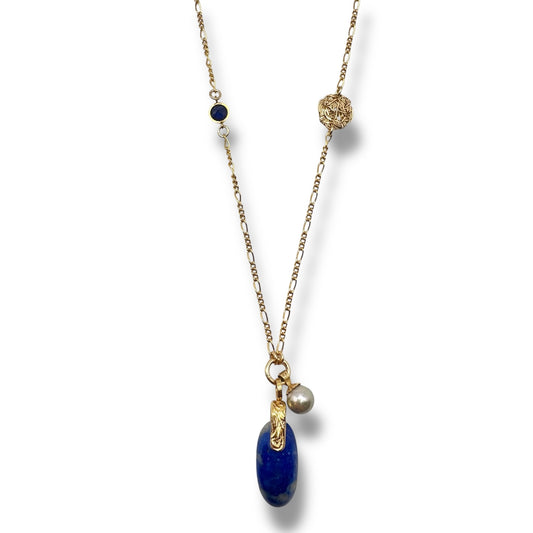 Navy stone & Twist Necklace