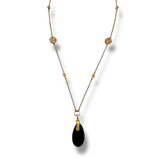 Black stone & Twist Necklace