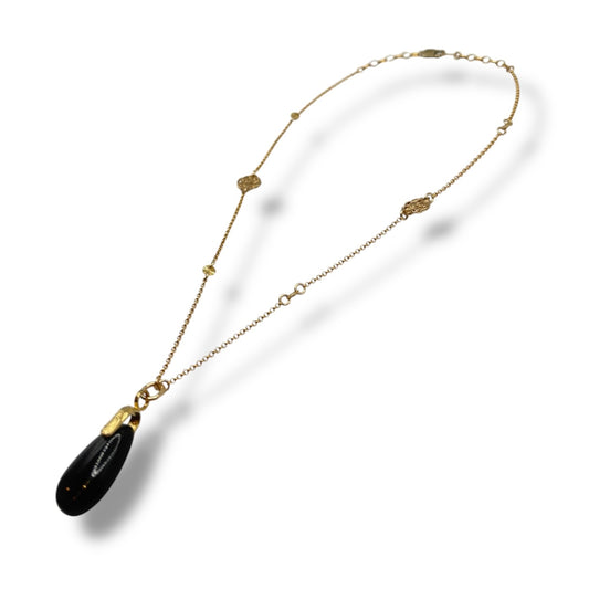 Black stone & Twist Necklace