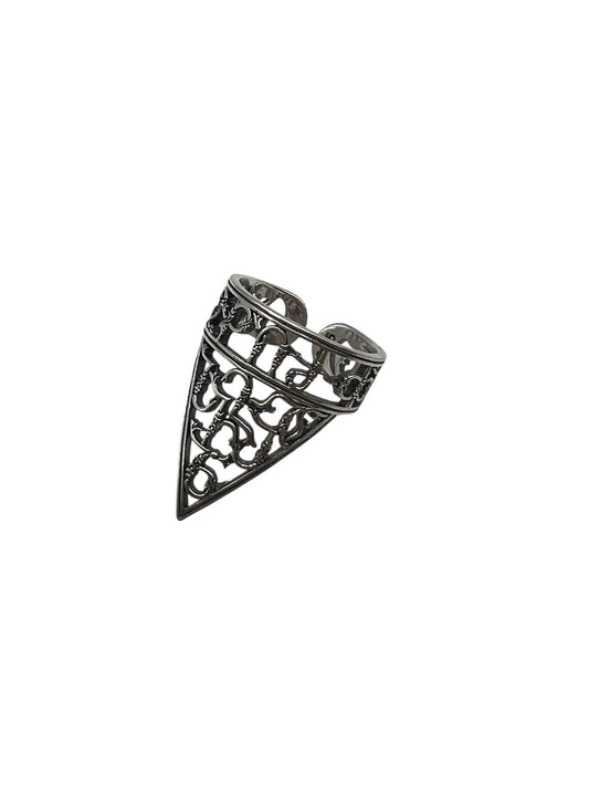 Armenian Alphabet Filigree Shield Silver Ring