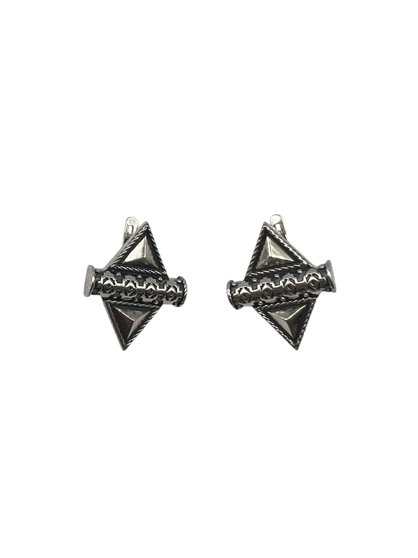 Silver Pyramid Stud Earrings