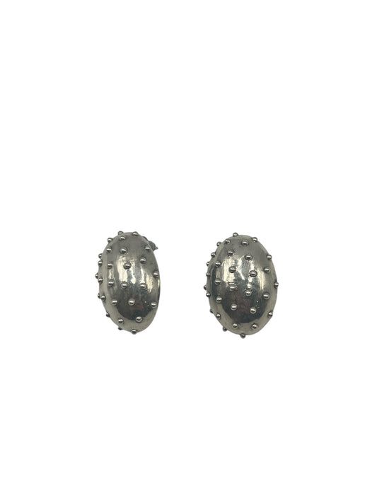 Silver Textured Dome Earrings