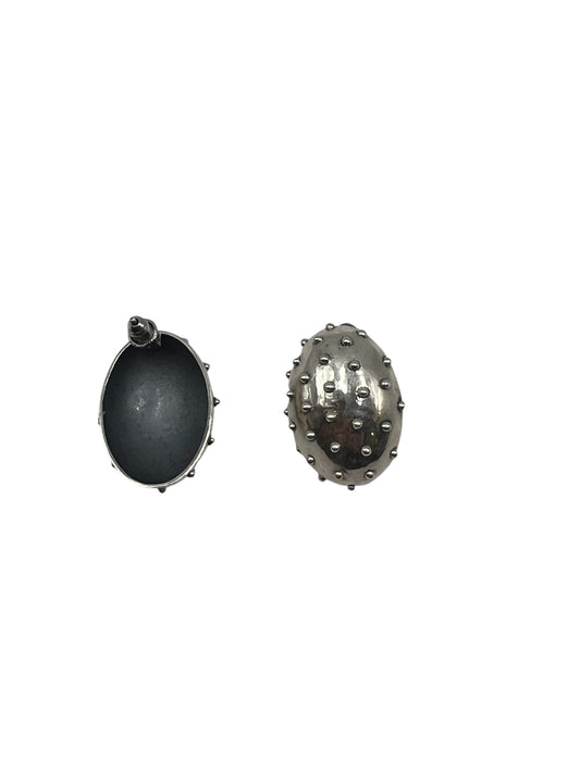 Silver Textured Dome Earrings