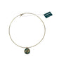 Brass Necklace with Turquoise Patina & 2 Pomegranates Pendant