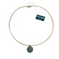 Brass Necklace with Turquoise Patina & Ornamental Leaf Pendant