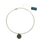Brass Necklace with Turquoise Patina & 3 Pomegranates Etching