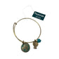 Brass Bracelet with Turquoise Patina & Pomegranate Charms