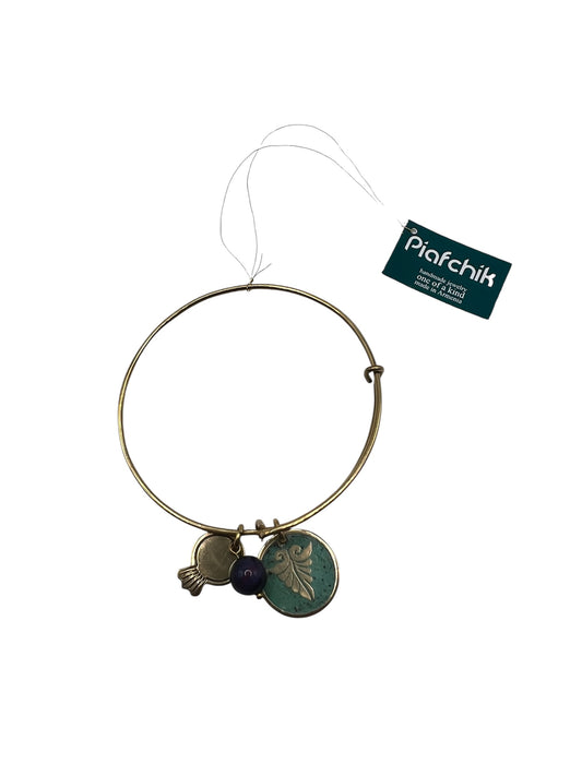 Brass Bracelet with Turquoise Patina & Ornamental Charms