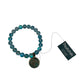 Teal Beaded Bracelet with Turquoise Patina Pomegranate Charm